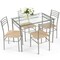 5 Pieces Dining Set Glass Table and 4 Chairs with Shelf Below The Top
